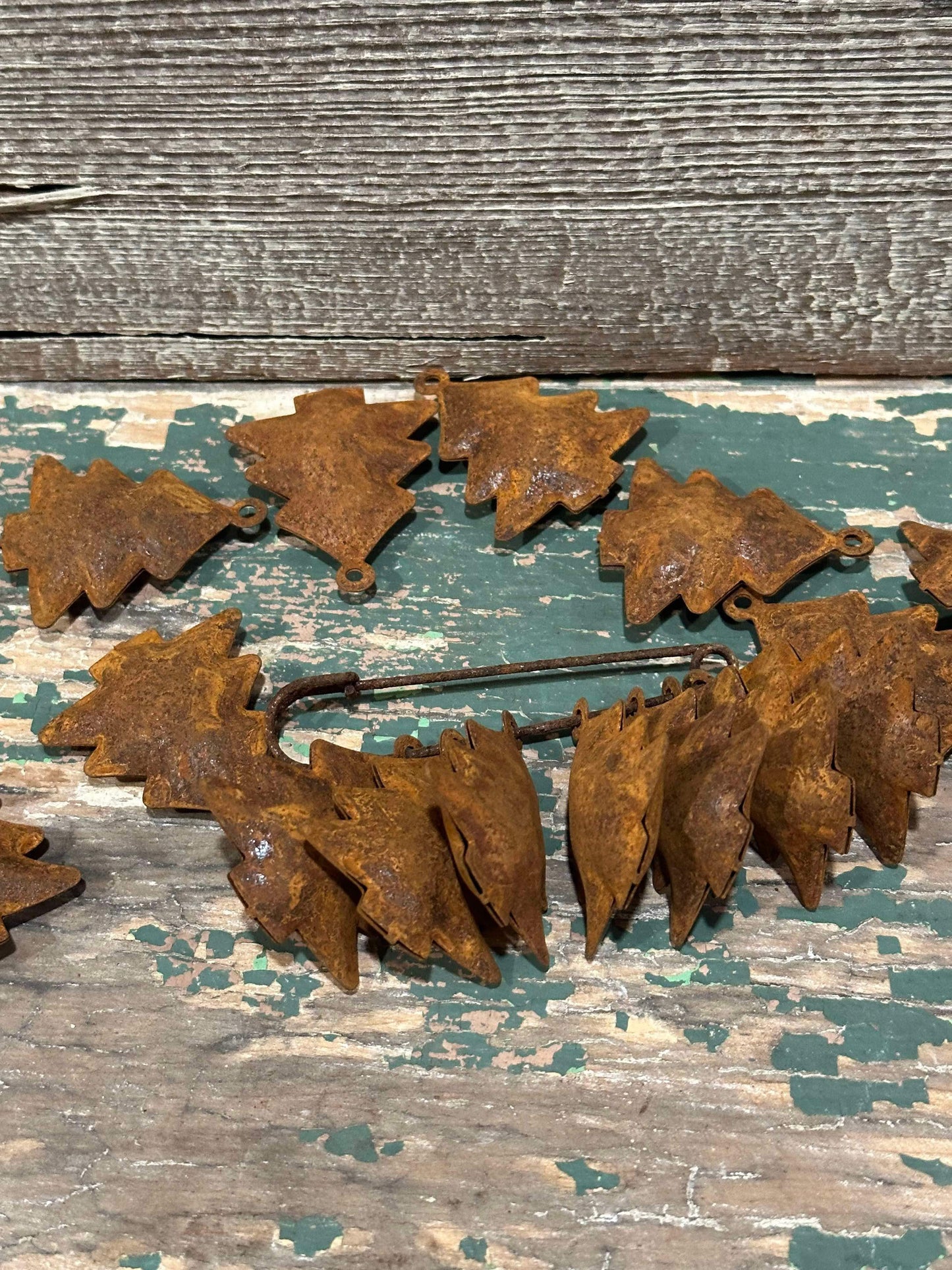 Vintage look Rusty Metal Christmas Jingle Tree Bell with on a Rusty diaper safety pin